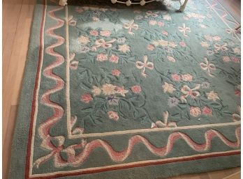 Teal, Pink And Cream Area Carpet