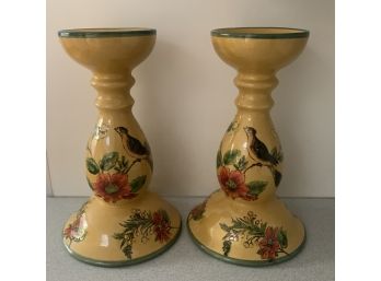 Pair Tall Ceramic Candleholers