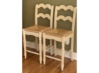 Pair Ladder Back Counter Height Chairs