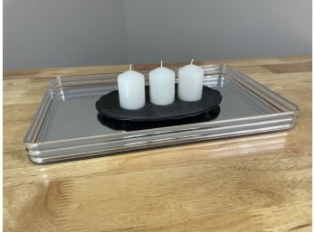 Candle And Mirrored Tray Lot
