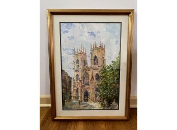 'York Minster' Watercolor In Frame - Artist Signed