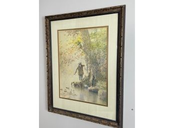 Incredible Art Print 'the Fisherman' - By Paul Sawyier Signed With COA
