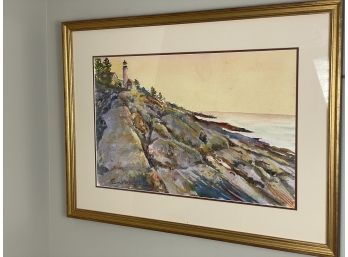 Watercolor 'coastal Rocks, Maine' - Artist Signed