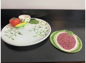 Pair Of Fruit Themed Serving Dishes