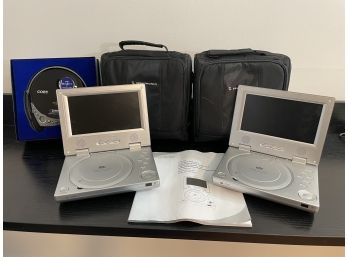 Pair Of Portable DVD Players For Car Etc. And CD Discman