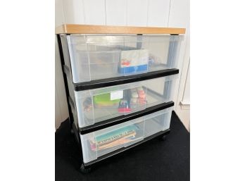 Arts And Crafts Art Stuff Lot With 3 Drawer Storage System