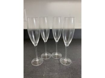 Set Of 4 Crystal Champagne Flutes