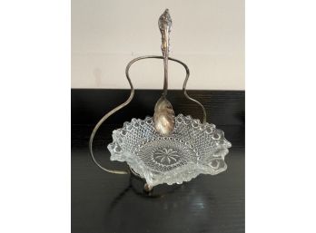 Serving Dish With Handle And Hanging Spoon