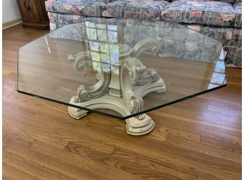 Glass Coffee Table With White Base