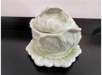 Holland Mold Ceramic Cabbage Lettuce Serving Dish With Lid