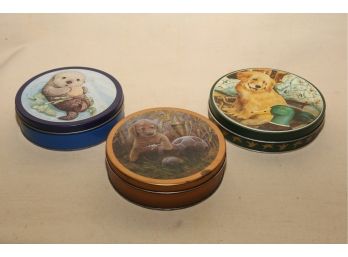 Three Adorable Vintage Tins (small Animals)