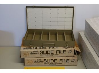 Vintage Metal Deluxe Slide File (for 2' X2'- 35mm Color Slides) With Boxes