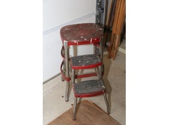 Vintage Cosco Red Metal Step Stool