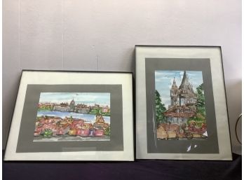 Signed Watercolor Lot Of 2