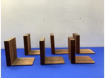 Teak Book Ends Lot Of 6