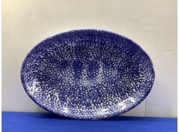 Made In Italy For Roma Inc. Blue And White Dotted Platter