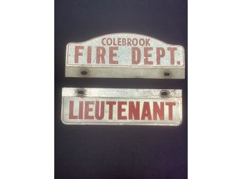 Colebrook , CT Fire Dept. Vintage Sign Lot