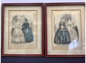 Godey's Unrivaled Colored Fashions 1855 Prints Lot Of 2