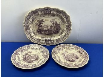 Sausanne Villa Purple And White Tray And Dish Lot