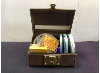 Movie Reel Lot In Metal Storage Box