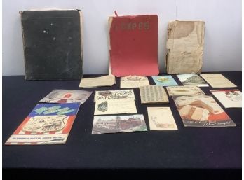 Vintage Recipe Lot, Ration Book, 1920s Bank Book And Stamps Lot