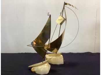 Metal And Stone Sail Boat Decor Of 2