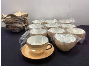 Opalescent Tea Cup And Saucer Lot