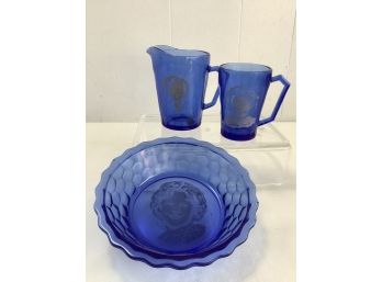 Shirley Temple Collectible Blue Glass