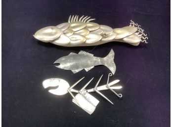 The Silver Spoon Fish Decor Lot Of 3