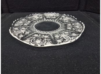 Glass Serving Platter With Etched Design