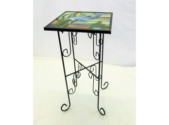 Side Table With Dolphin Stained Glass Top