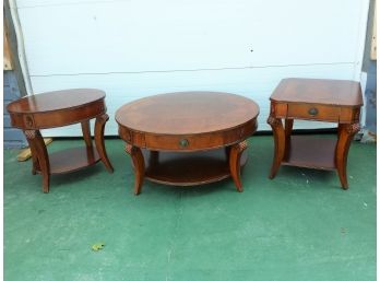 Wood Coffee Table And Two End Tables