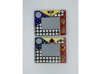 Pair Of Outsider Art Picture Frame Mirrors By Indivisuals, Amy Solomon Levey