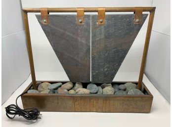 Incredible Solid Copper And Slate Table Top Fountain, Great Look