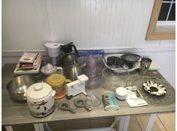 Large Lot Of Kitchen And Bar Items Including Cookbooks And A Brita