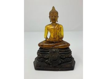 Large Buddha Statue With Heavy Base And Orange Figure