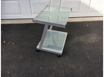 Glass 2 Tier Side Table With Metal Frame