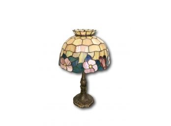 Stunning Handmade Leaded Glass Lamp With Metal Base, Excellent Condition