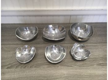 Lot Of 6 Aluminum Bowl Including 3 Pintel Collection By Towle