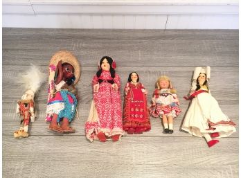 Collection Of 6 Dolls, Some Are Antique, Different Styles And Materials