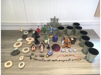 Table Lot Of Decorative Items, Some Great Pieces In This Lot