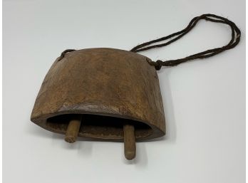 Large Carved Wood Cowbell