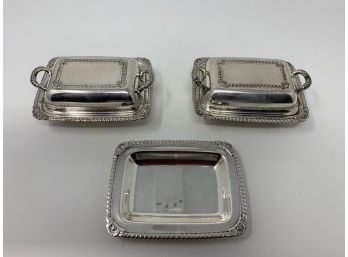 Set Of 2 Covered Dishes And Small Matching Dish