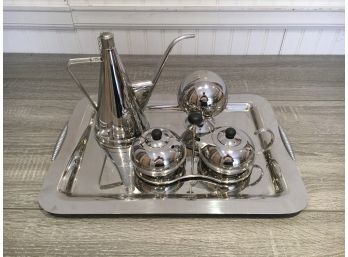 4 Piece Stainless Lot Of Modern Designed Pieces