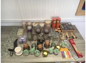 Huge Table Lot Of Candles And Candle Holders, All Are New