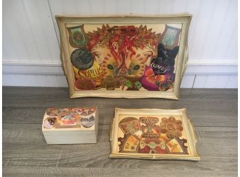 Italian Wood Trays And Box