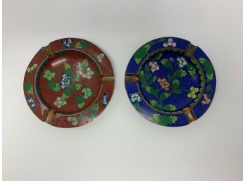 Pair Of Antique Chinese Cloisonne Ash Trays