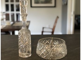 Crystal Bowl And Decanter