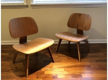 A Pair Of Mid-Century Alphaville Eames Design Plywood Chairs