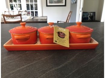 Le Creuset Stoneware 3 Piece Flame Mini Cocotte Set